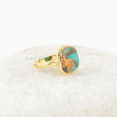 Copper Amazonite Ring - Sterling Silver - 12mm Gemstone Ring - Amazonite Cushion - Designer Jewelry - Jewelry For Her - Gift For Family